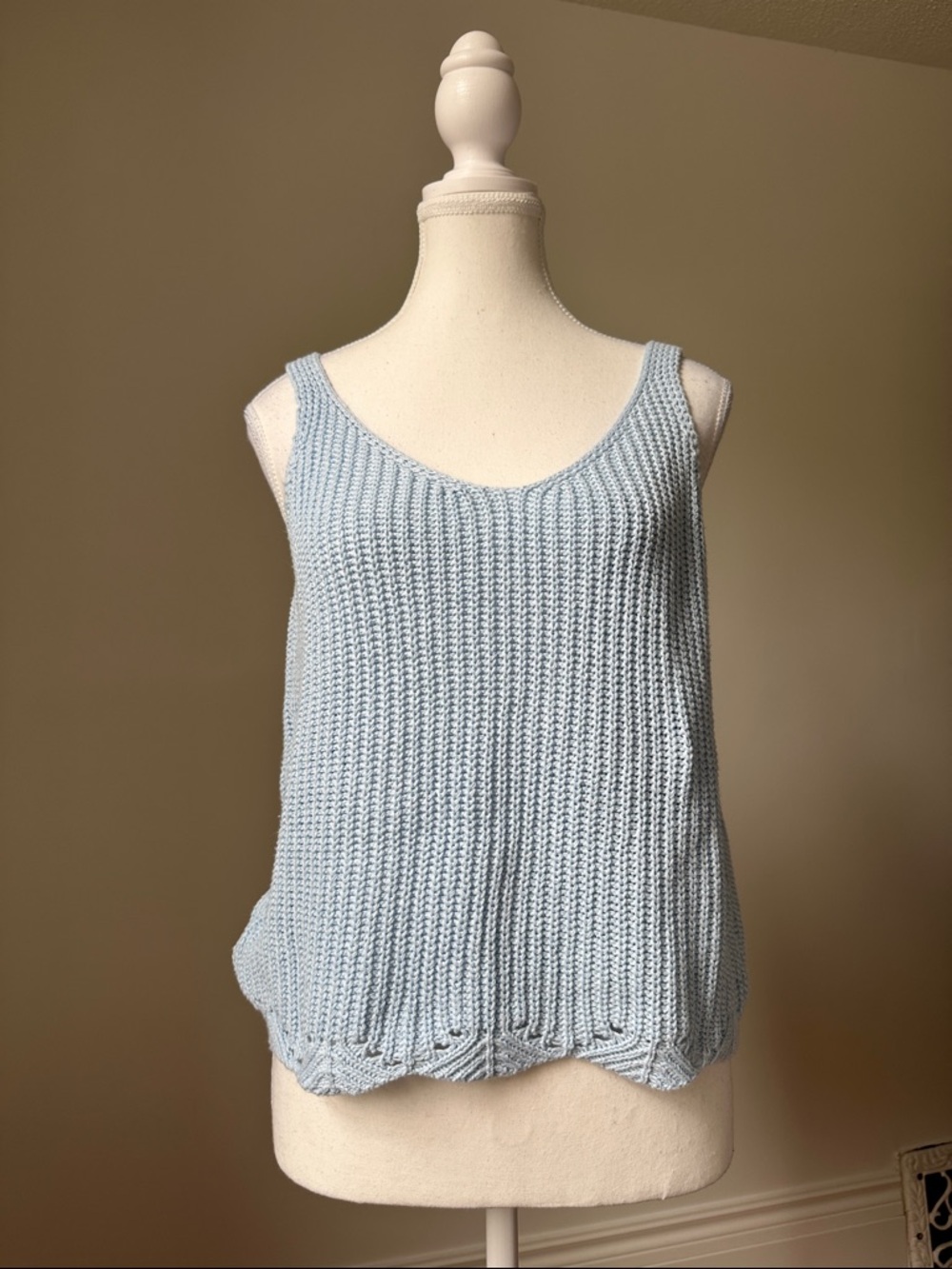MARISA & MARIE Blue Knit Cottage Festival Vacation Beach‎ Tank Top Size Medium